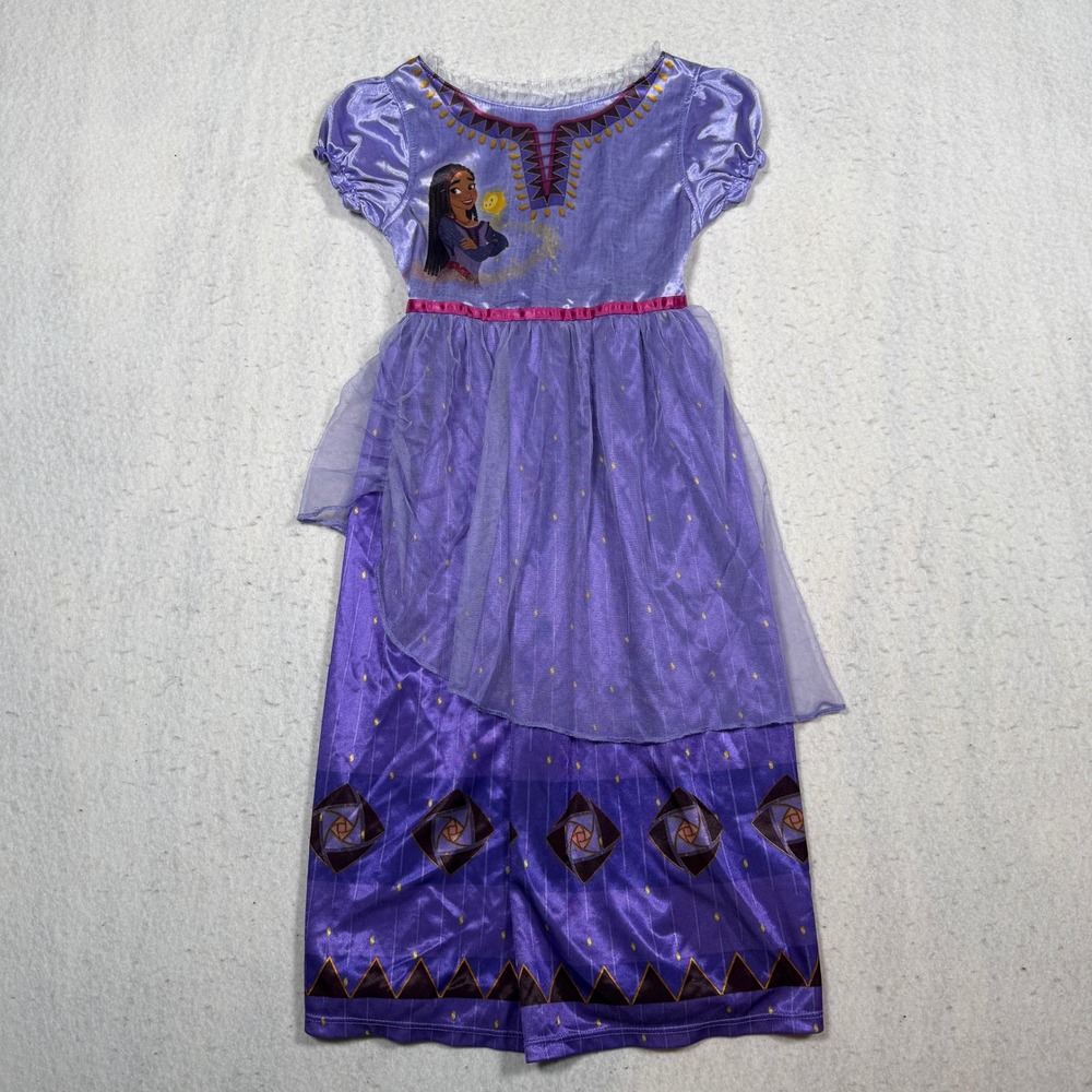 Disney Wish Asha Girls Purple Nightgown Sleep Dress Size 6 FF3-71/5-74